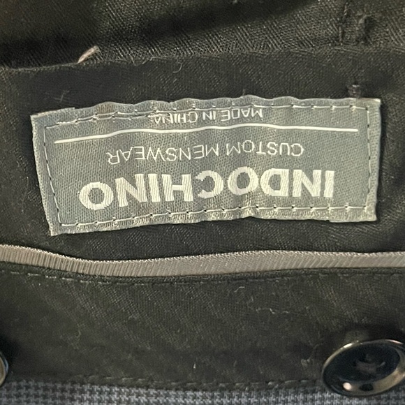 Indochino Men’s Houndstooth blue and Black Dress Pants - Picture 8 of 8